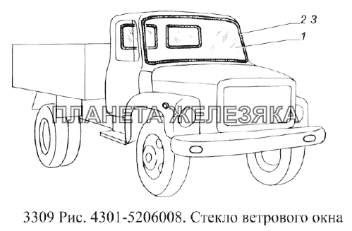 Стекло ветрового окна ГАЗ-3309 (Евро 2)